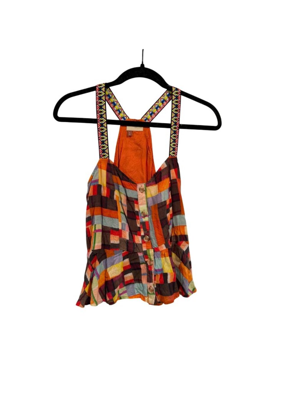 Anthropologie Pilcro Abstract Patchwork Racerback Tank Top‎ Size S